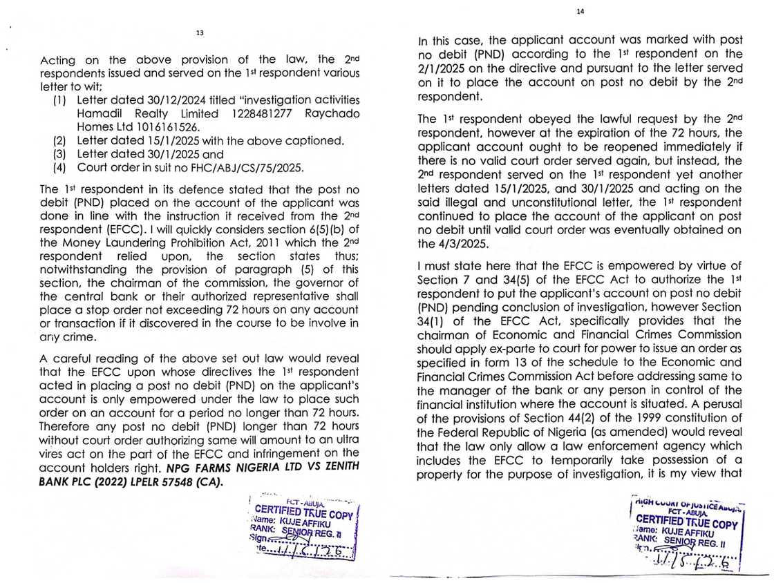 Court Orders EFCC to Pay ₦2m for Unlawfully Freezing Homadil Realty's Account