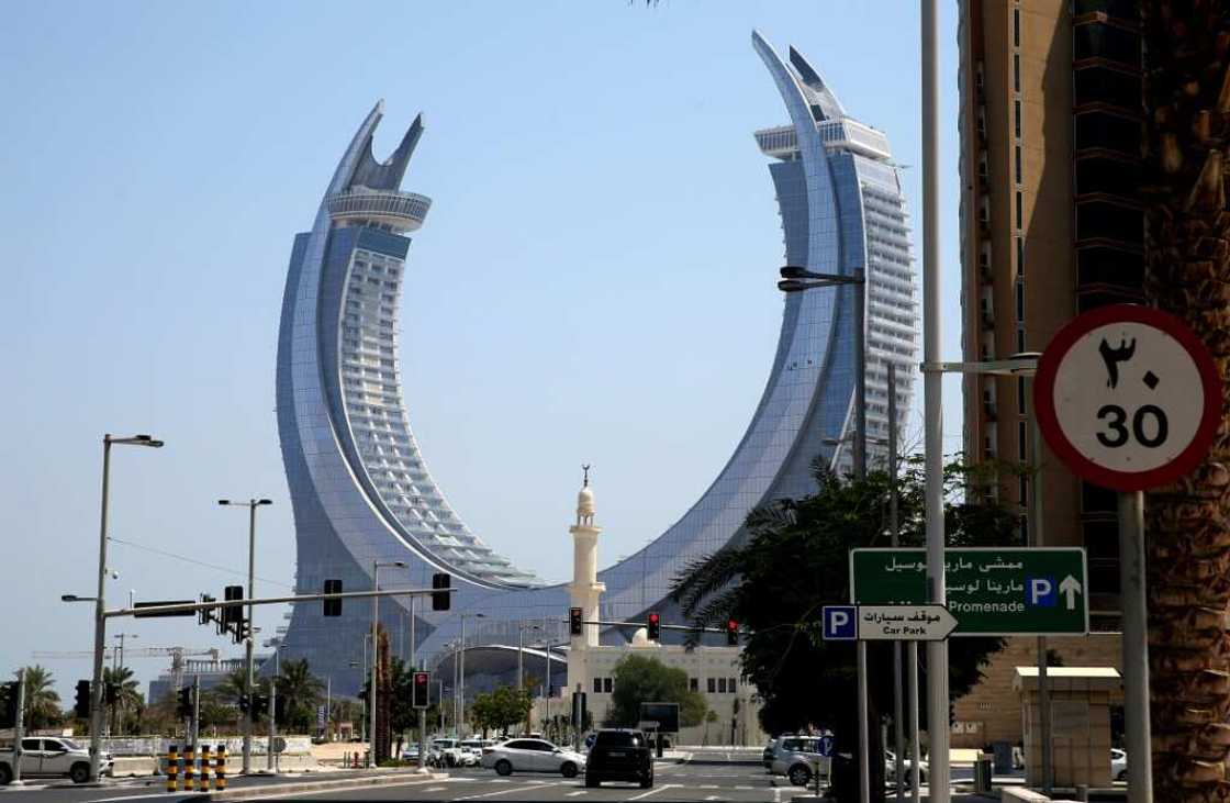The Katara Towers in the Qatari coastal city of Lusail The Katara Towers in the Qatari coastal city of Lusail