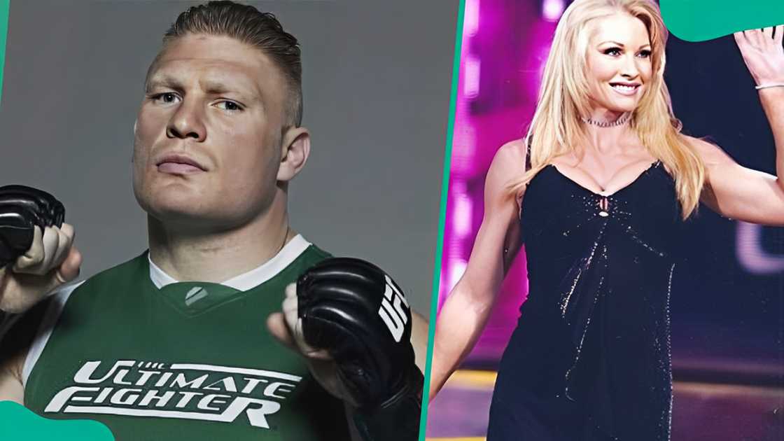 Brock Lesnar (L) and his wife, Rena Marlette (L).