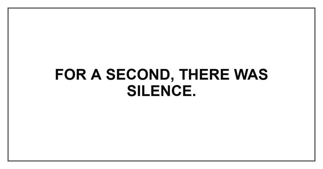 For a second, there was silence. For a second, there was silence.