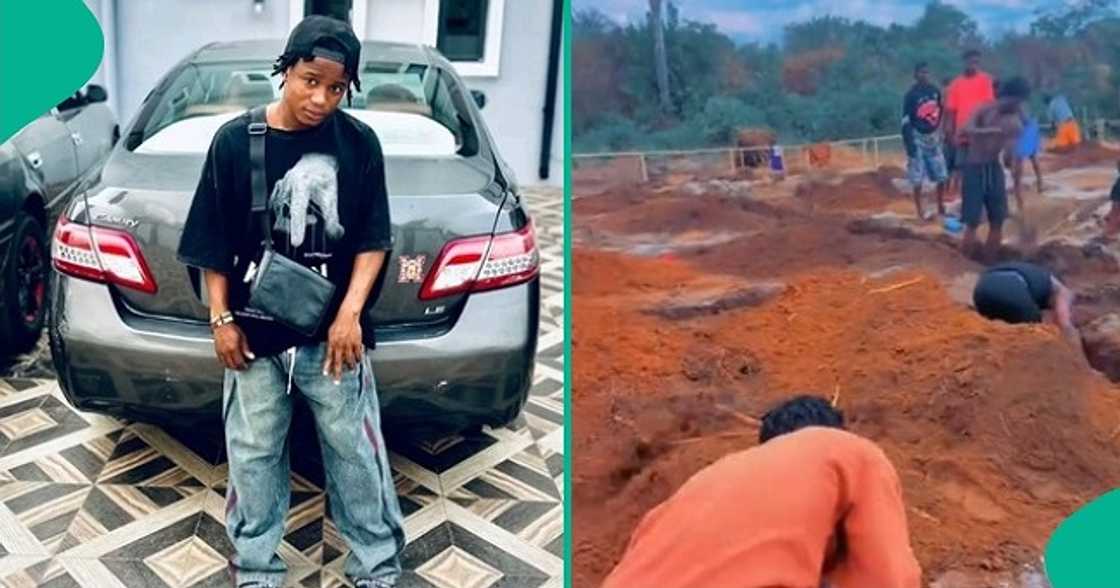 Nigerian man begins laying foundation of new building Nigerian man begins laying foundation of new building