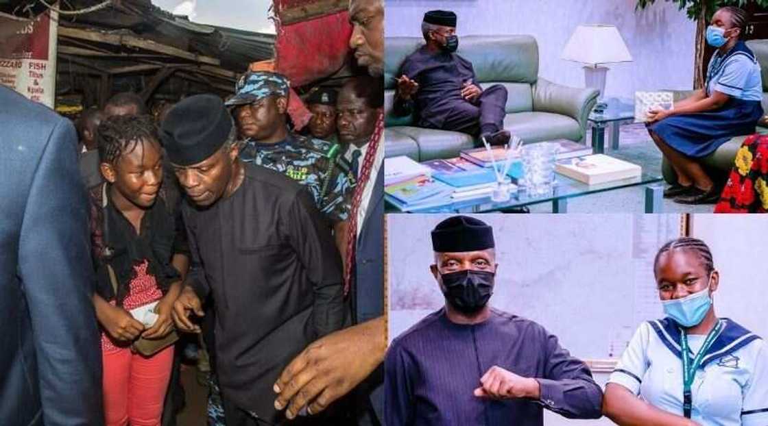 Karamar yarinyar da ta damki hannun Osinbajo a tsakar kasuwar Nyanya ta zama 'diyarsa'