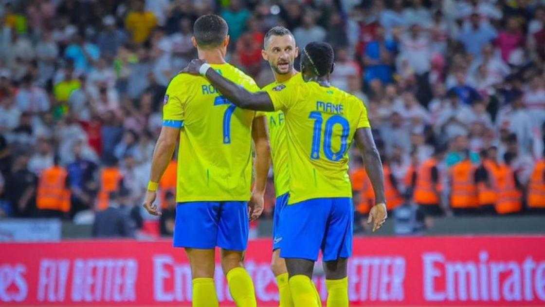 Sadio Mane congratulates Cristiano Ronaldo after the veteran scored a goal for Al-Nassr against Zamalek on August 3, 2023. Sadio Mane congratulates Cristiano Ronaldo after the veteran scored a goal for Al-Nassr against Zamalek on August 3, 2023.
