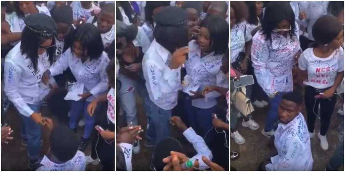 Reactions as fresh graduate collects ring and throws it away as she rejects boyfriend's proposal Reactions as fresh graduate collects ring and throws it away as she rejects boyfriend's proposal