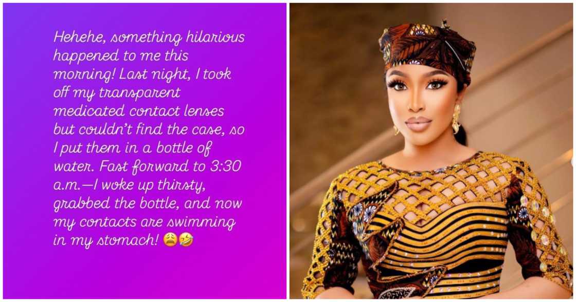 Tonto Dikeh swallows her contact lenses