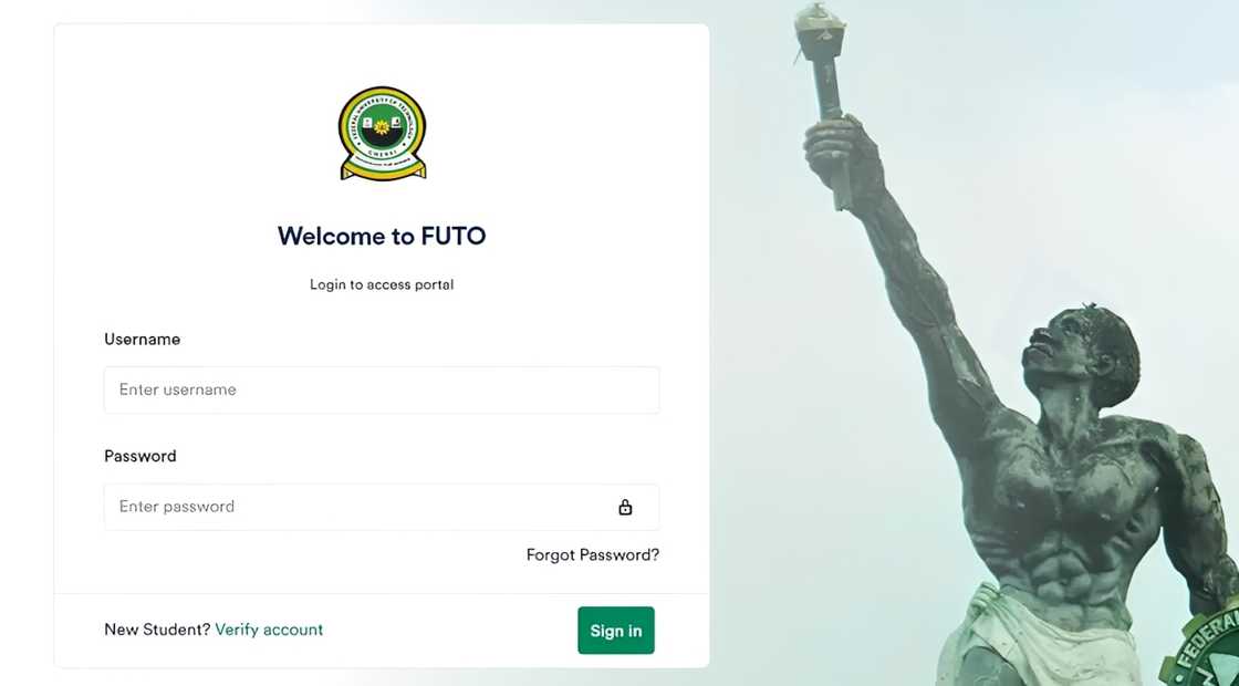 Federal University of Technology Owerri portal screenshot