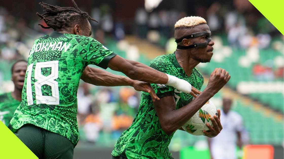 Ademola Lookman, Victor Osimhen, Nigeria, Super Eagles, Equatorial Guinea, AFCON 2023, Alassane Ouatarra Stadium, Abidjan, Ivory Coast. Ademola Lookman, Victor Osimhen, Nigeria, Super Eagles, Equatorial Guinea, AFCON 2023, Alassane Ouatarra Stadium, Abidjan, Ivory Coast.