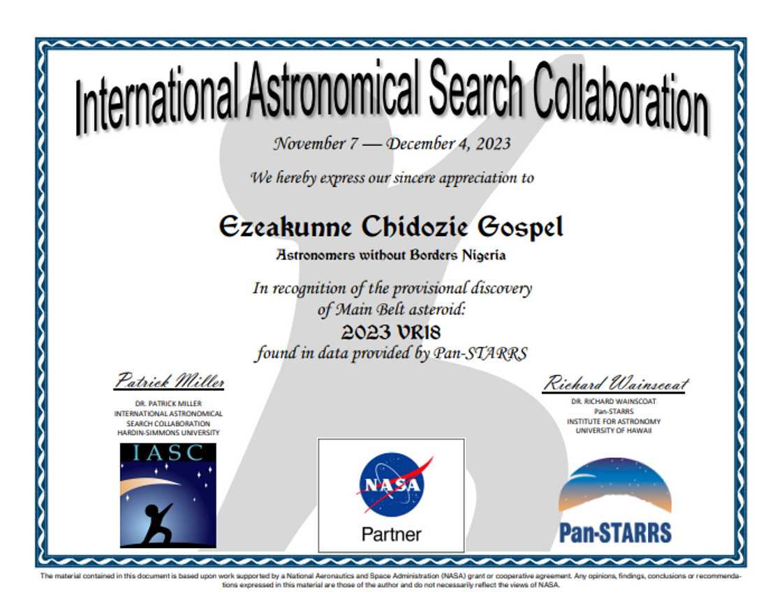 Nigerian PhD Student Discovers 3 Asteroids in Global Citizen Science Program Nigerian PhD Student Discovers 3 Asteroids in Global Citizen Science Program