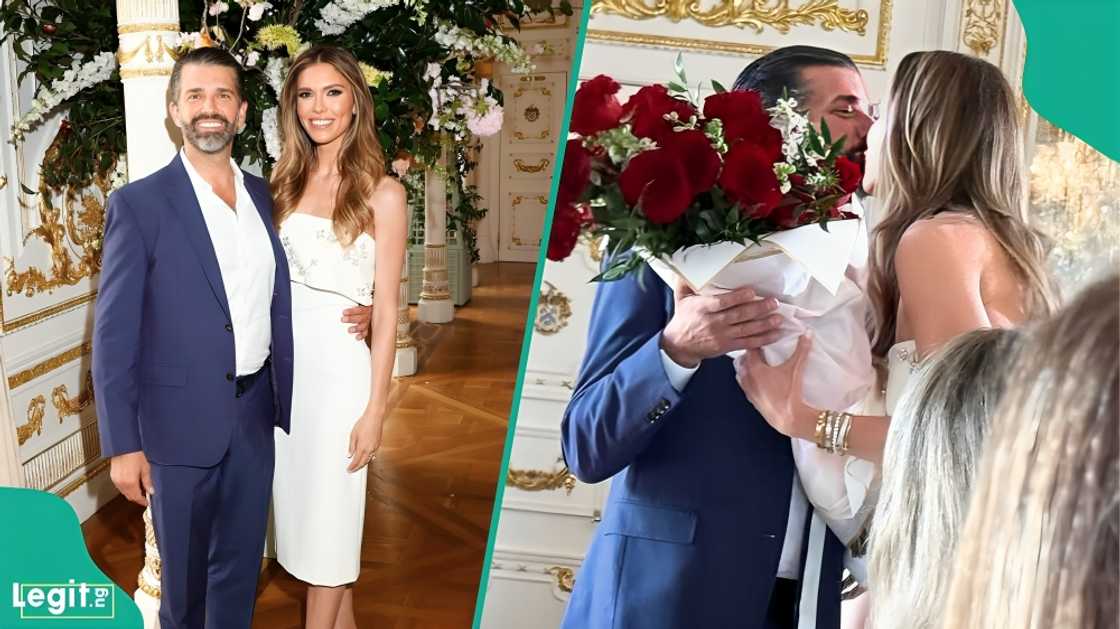 Bettina Anderson sheds emotional tears of joy after Donald Trump Jr. delivers a romantic speech at her grand bridal shower.