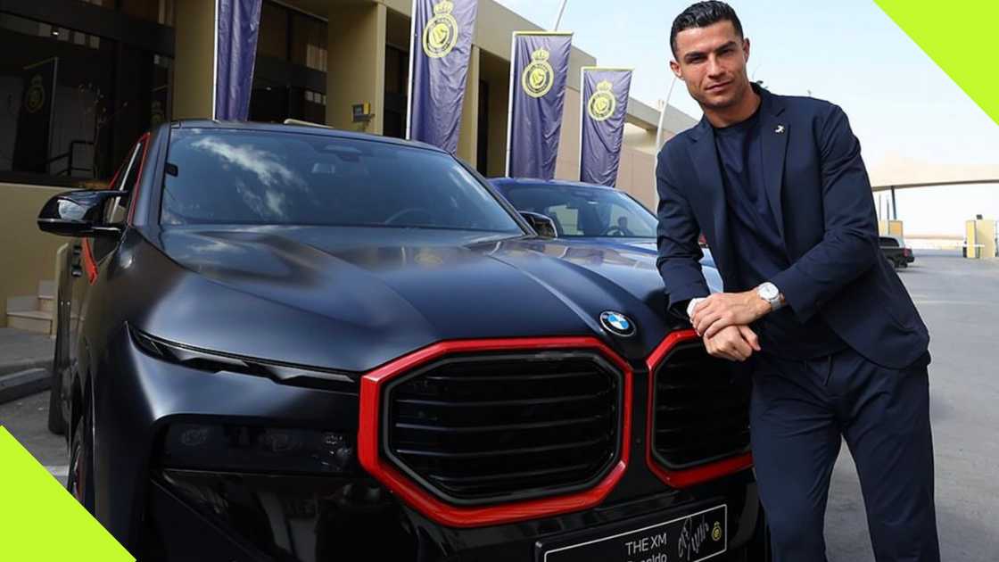 Cristiano Ronaldo proudly flaunts his brand-new BMW XM Red Label gifted to him by Al-Nassr. Photo credit: @alnassr/Instagram.