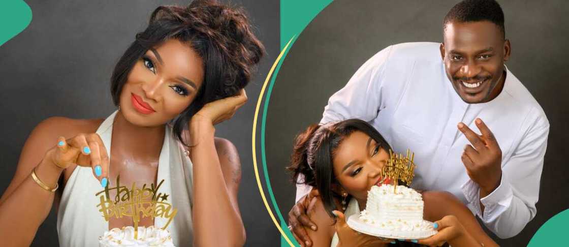 Actress Wofai Fada reveals her age on birthday after father-in-law's claim. Actress Wofai Fada reveals her age on birthday after father-in-law's claim.