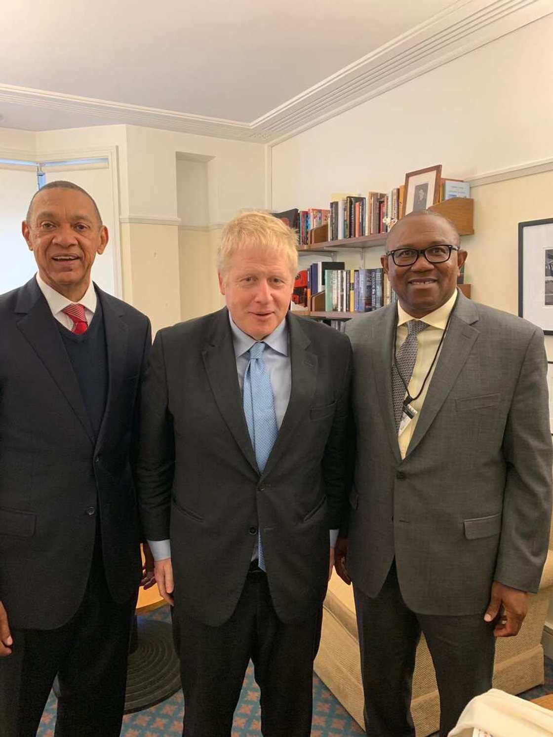 Peter Obi and Ben Bruce met with former UK foreign Secretary Boris Johnson. Photo Credit: Ben Bruce Peter Obi and Ben Bruce met with former UK foreign Secretary Boris Johnson. Photo Credit: Ben Bruce