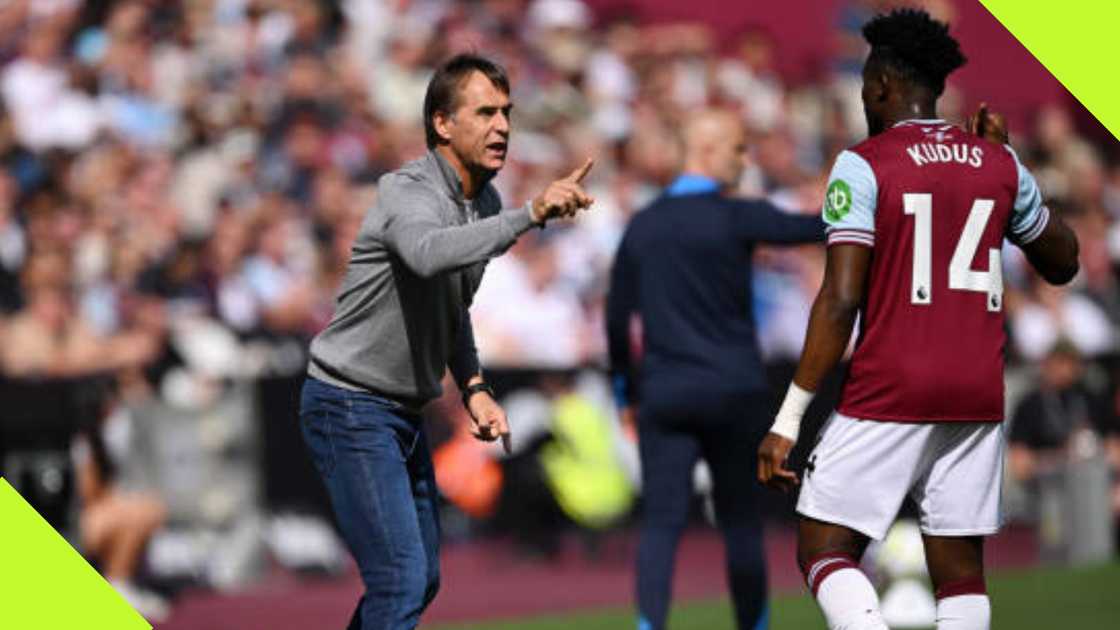 Mohammed Kudus receiving instruction from Julen Lopetegui. Mohammed Kudus receiving instruction from Julen Lopetegui.