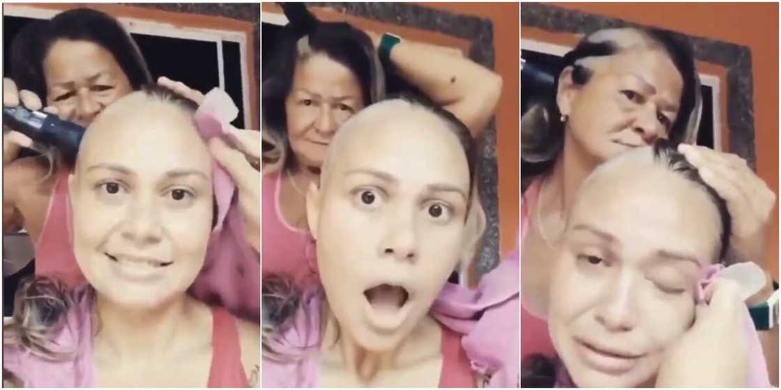 Woman scrapes off her hair in solidarity with daughter who's battling cancer Woman scrapes off her hair in solidarity with daughter who's battling cancer