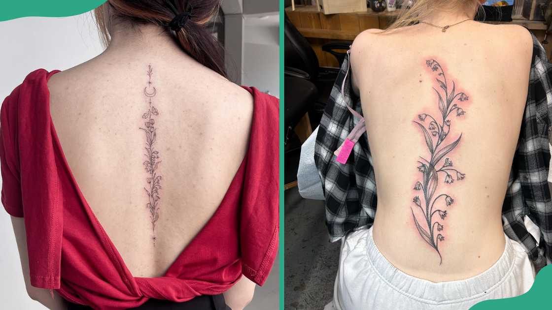 Lily of the Valley tattoos on the spine Lily of the Valley tattoos on the spine