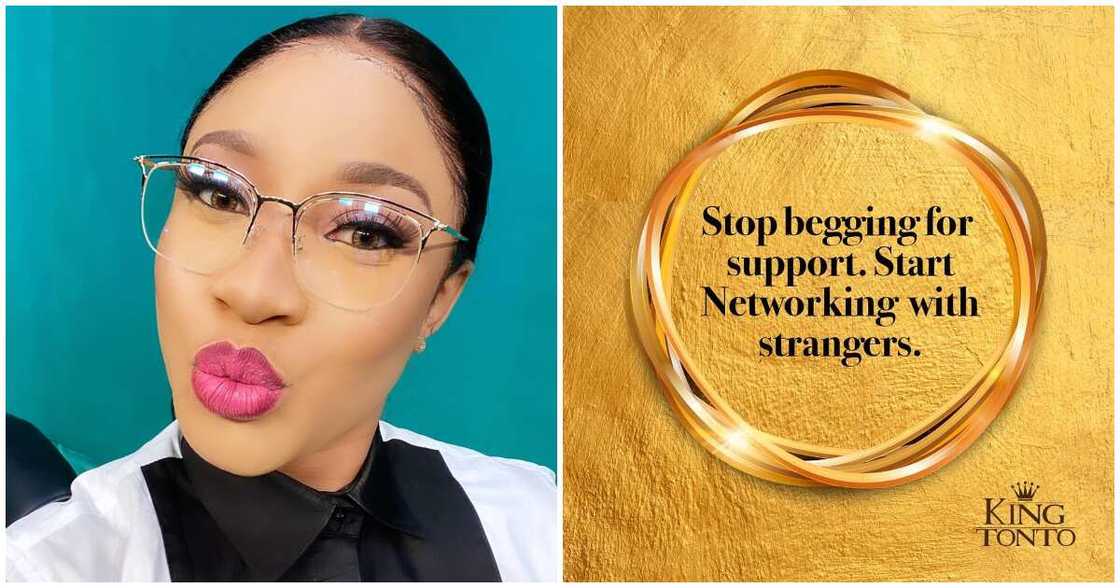 Stop begging for support, start networking with strangers - Tonto Dikeh drops harsh advice for fans on social media Stop begging for support, start networking with strangers - Tonto Dikeh drops harsh advice for fans on social media
