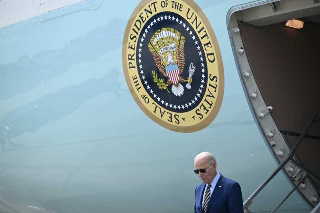US President Joe Biden disembarks from Air Force One in South Carolina ahead of his latest factory visit to tout 'Bidenomics' US President Joe Biden disembarks from Air Force One in South Carolina ahead of his latest factory visit to tout 'Bidenomics'