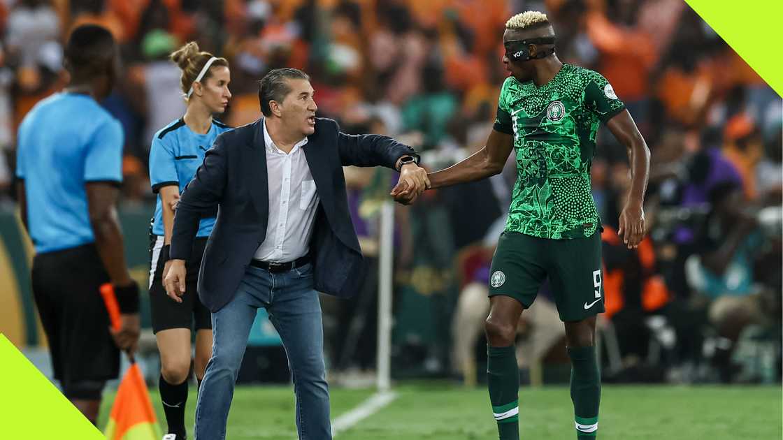Jose Peseiro, Victor Osimhen, Super Eagles, Nigeria, Stade de Alassane Ouatarra, Abidjan, Ivory Coast, AFCON 2023 final. Jose Peseiro, Victor Osimhen, Super Eagles, Nigeria, Stade de Alassane Ouatarra, Abidjan, Ivory Coast, AFCON 2023 final.