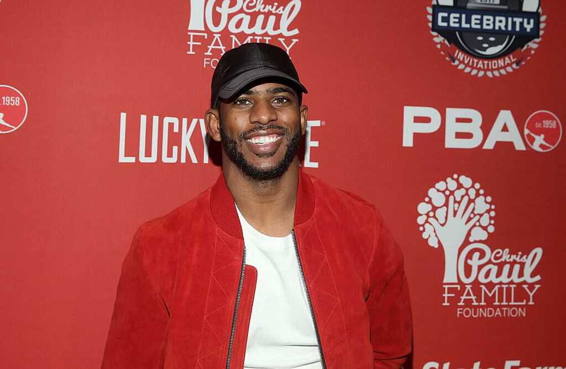 Chris Paul at L.A. Live in Los Angeles, California.