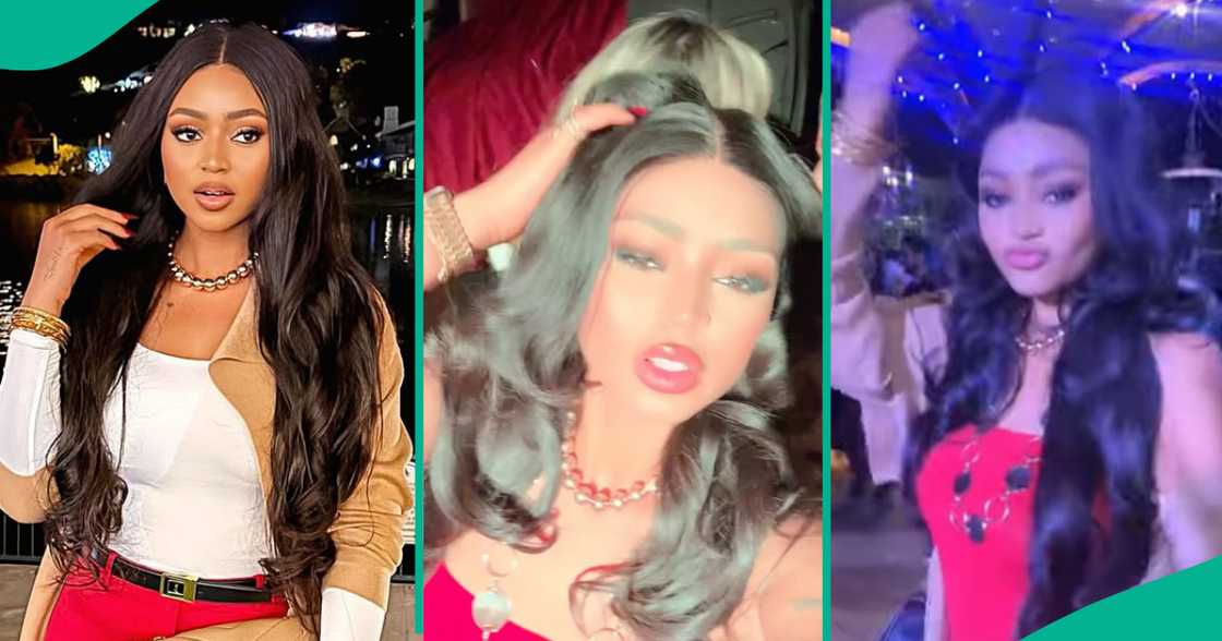 Regina Daniels at a club. Regina Daniels at a club.