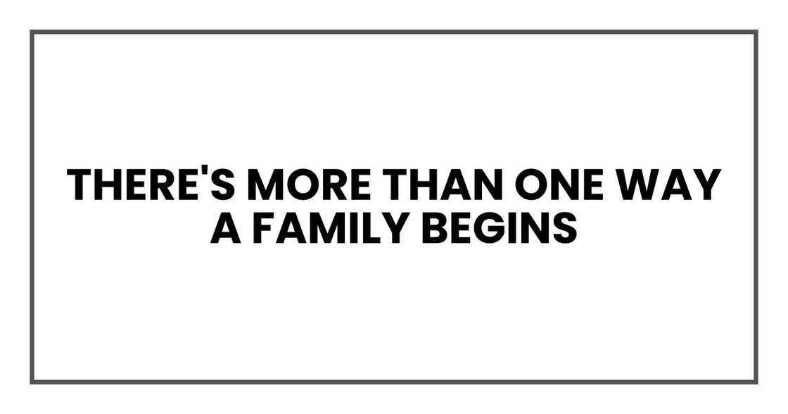 There's more than one way a family begins There's more than one way a family begins