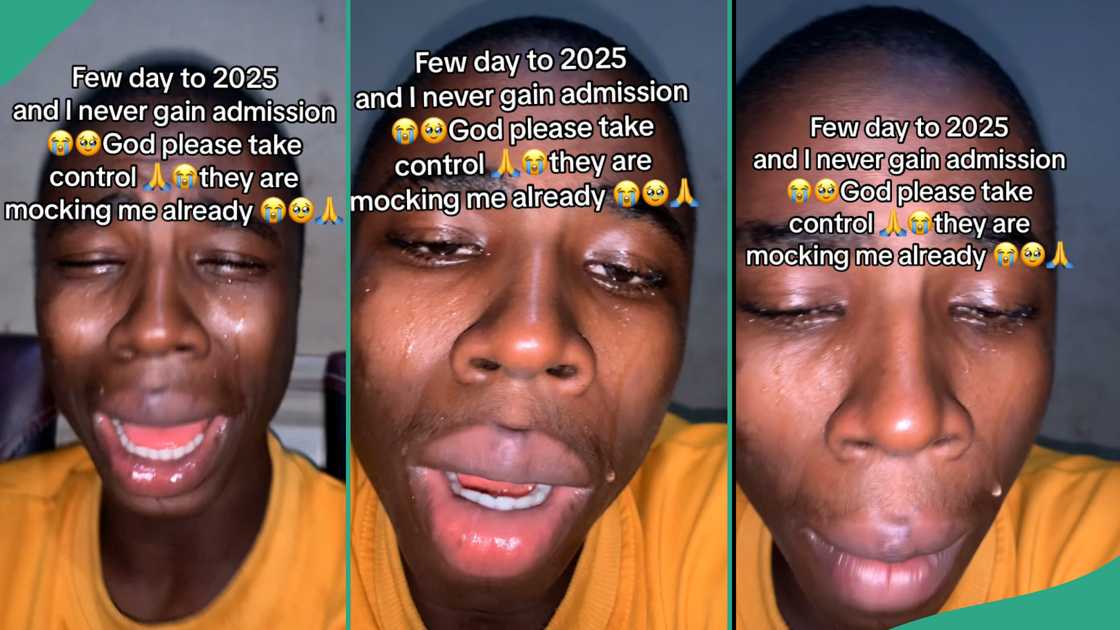 Boy cries after failing to gain admission.