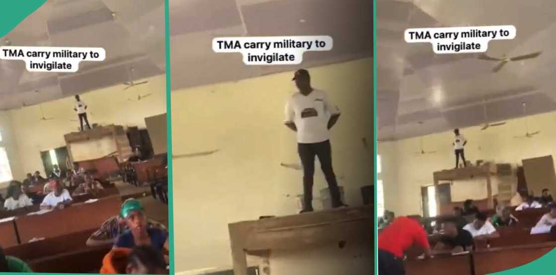 Invigilator monitoring a class. Invigilator monitoring a class.