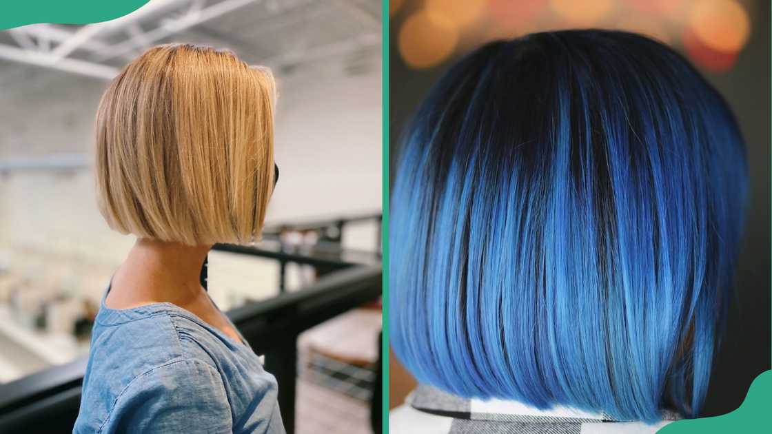 Two women display their blended bob hairstyle Two women display their blended bob hairstyle
