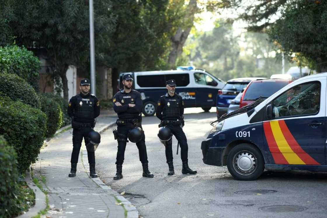 A security cordon has been put in place by the police around the embassy A security cordon has been put in place by the police around the embassy