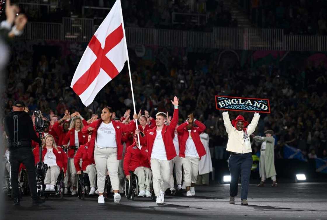 England's Commonwealth Games team enters the Alexander Stadium in Birmingham England's Commonwealth Games team enters the Alexander Stadium in Birmingham