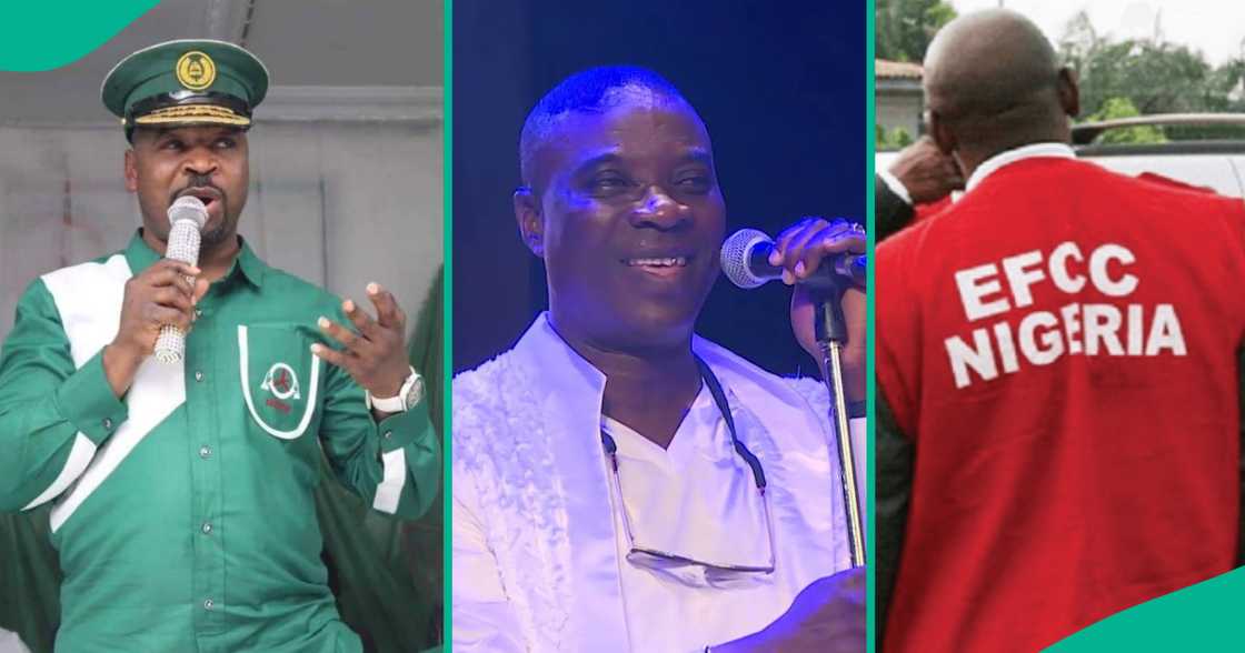 MC Oluomo joins KWAM 1 on stage as Fuji star performs in Abuja. MC Oluomo joins KWAM 1 on stage as Fuji star performs in Abuja.