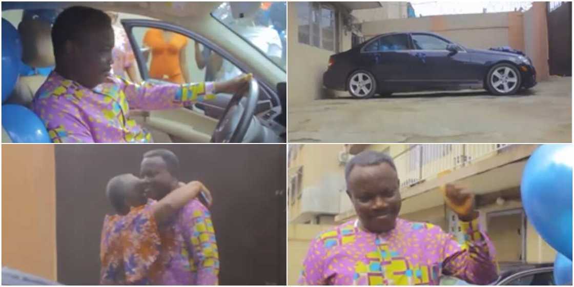 Nigerian father receiving car gift Nigerian father receiving car gift