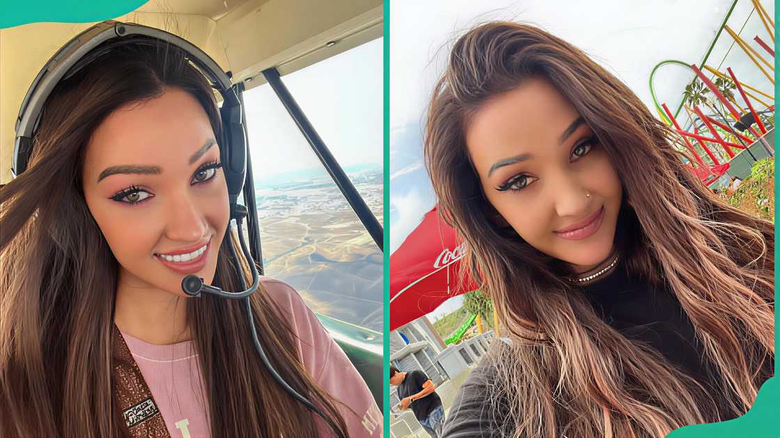 Kristina Basham in a plane and posing outdoors Kristina Basham in a plane and posing outdoors