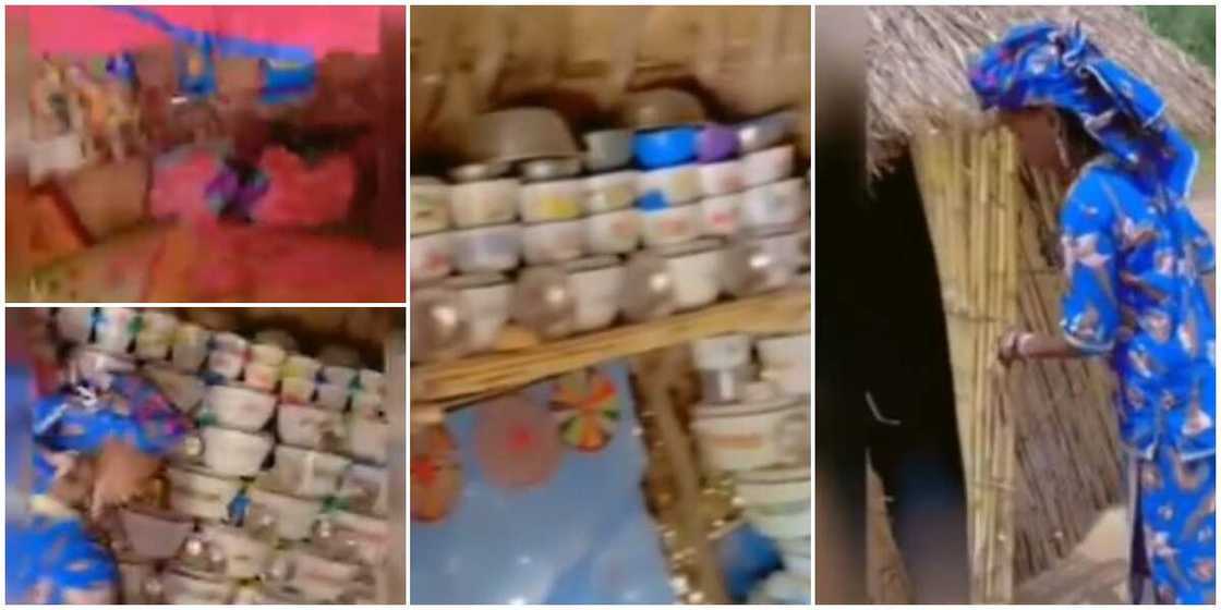 Nigerians react to video of a hut interior that has a wall of iron plates and big colourful bed Nigerians react to video of a hut interior that has a wall of iron plates and big colourful bed