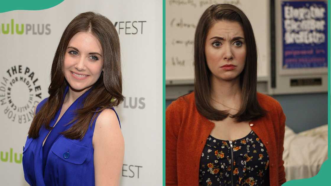 Actor Alison Brie in 2013 and as Annie Edison character Actor Alison Brie in 2013 and as Annie Edison character