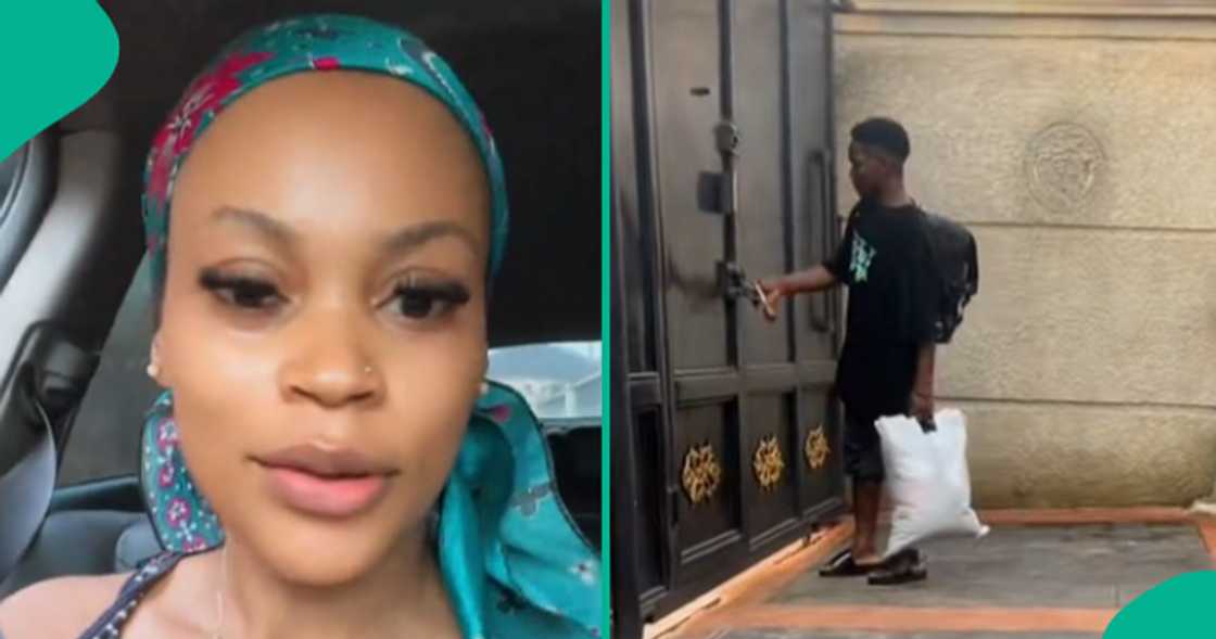 Nigerian woman emotional as her security guard gets ready to leave.