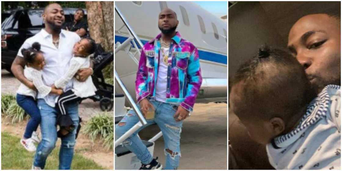 5 adorable photos of Davido performing daddy duties to his 3 children