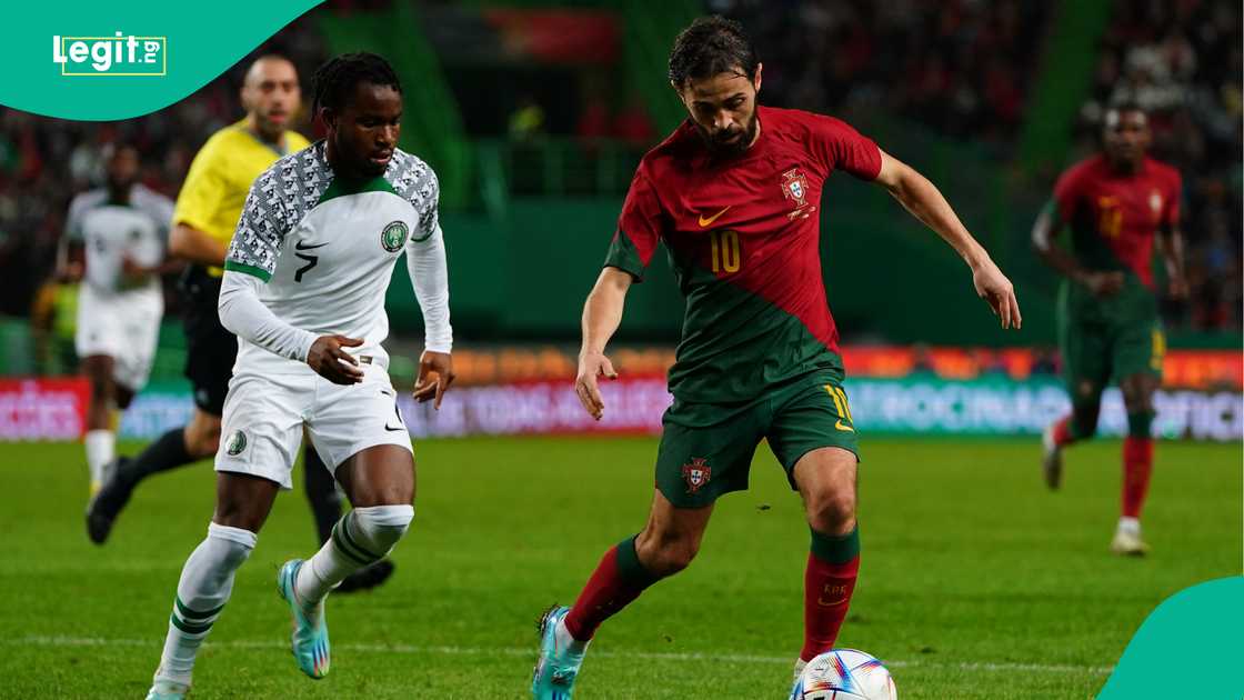 Bernardo Silva in action against Ademola Lookman during the international friendly match between Portugal and Nigeria in 2022. Photo by Gualter Fatia