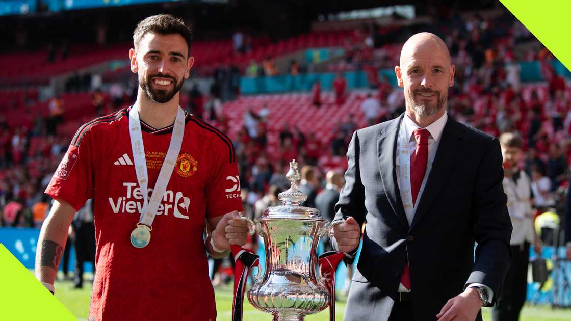 Bruno Fernandes and Erik ten Hag won two trophies together at Manchester United