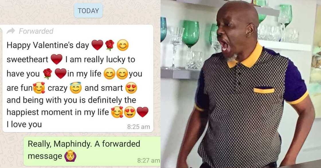 Eish: Woman Forwards Valentine's Day Text Leaves Bae Super Unimpressed Eish: Woman Forwards Valentine's Day Text Leaves Bae Super Unimpressed