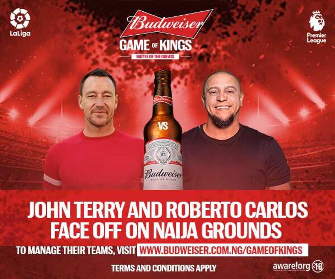 John Terry, Roberto Carlos to Storm Lagos for Budweiser Game of Kings Match John Terry, Roberto Carlos to Storm Lagos for Budweiser Game of Kings Match