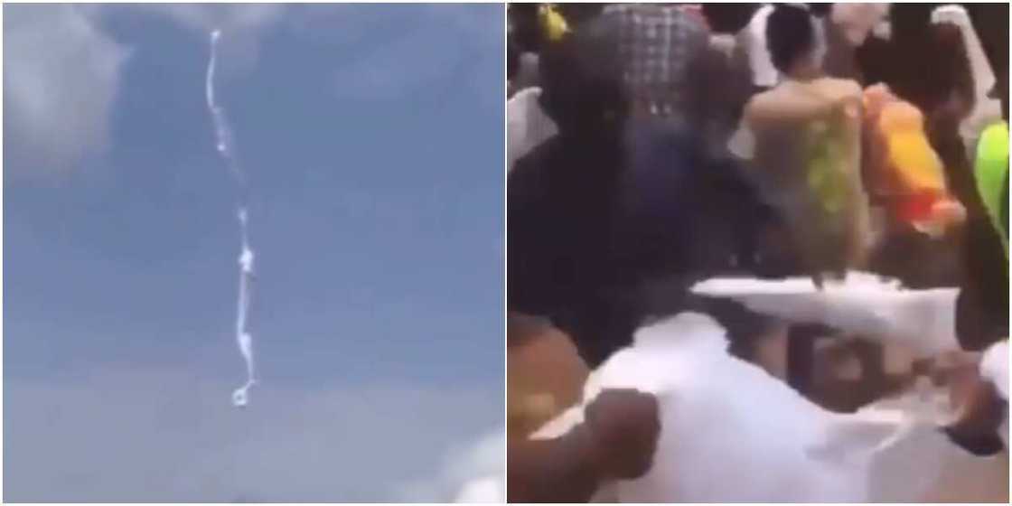 White robe falling from the sky White robe falling from the sky