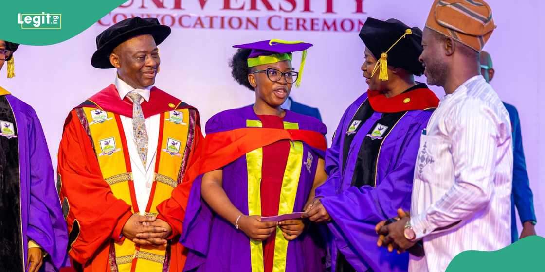 Omolola Akinyemi, Mountain Top University’s best graduating student.. Omolola Akinyemi, Mountain Top University’s best graduating student..