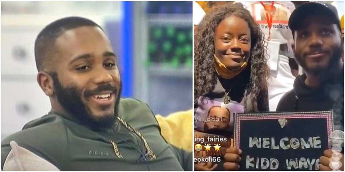BBNaija's Kiddwaya takes a selfie with female fan. BBNaija's Kiddwaya takes a selfie with female fan.