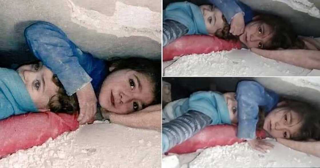 Little girl and brother unharmed, Syria earthquake Little girl and brother unharmed, Syria earthquake