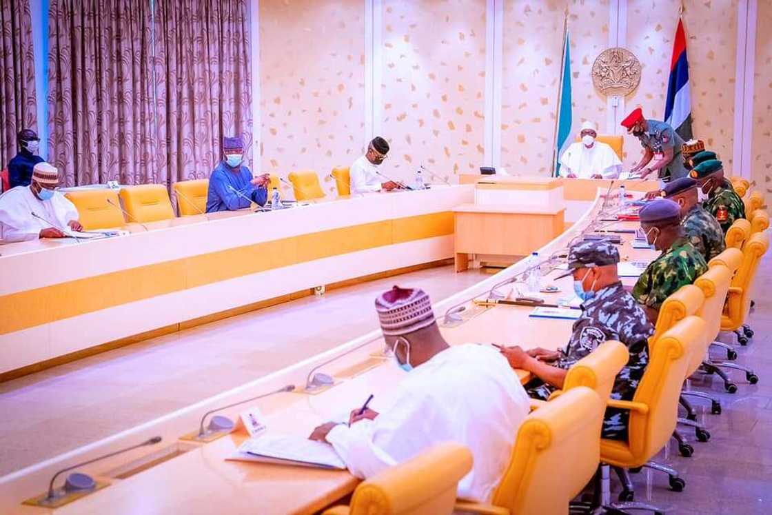 President Buhari Reconvenes High-Powered Security Meeting at Presidential Villa