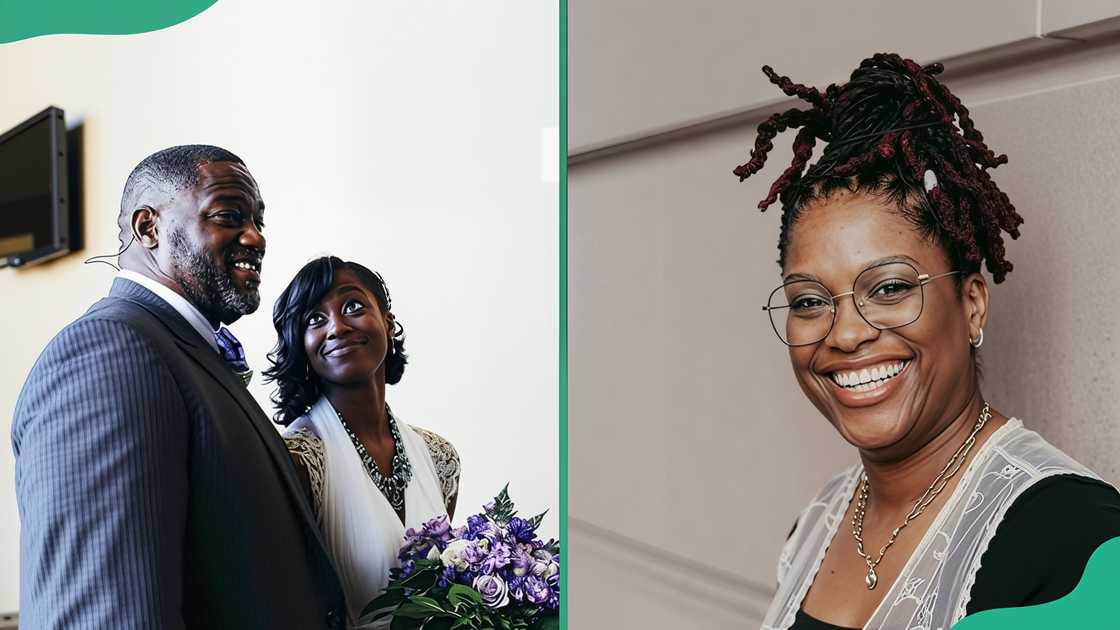 Jasmine Holmes looking at her dad Voddie Baucham on her wedding day and posing for a photo smiling Jasmine Holmes looking at her dad Voddie Baucham on her wedding day and posing for a photo smiling