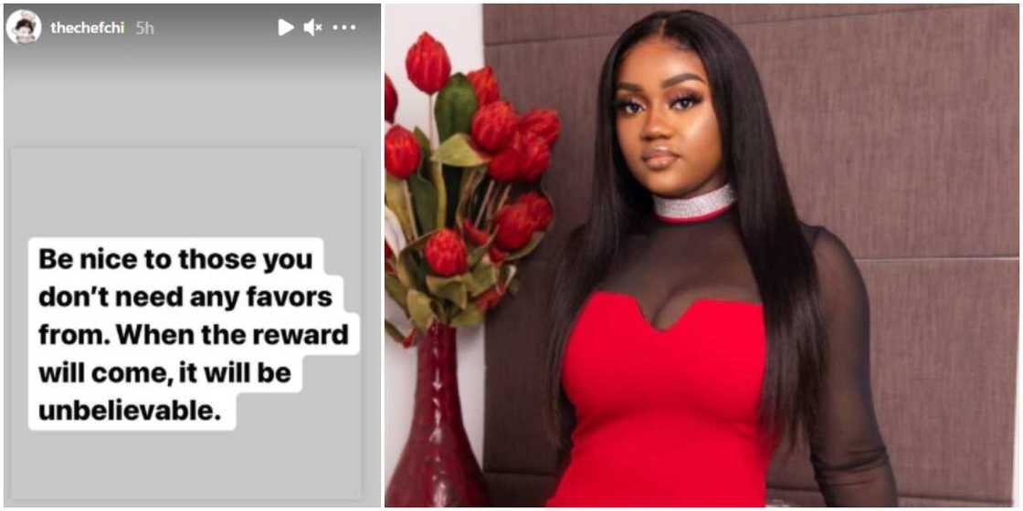 Be nice to those you don't need any favours from, the reward will be unbelievable, Davido's Chioma advises