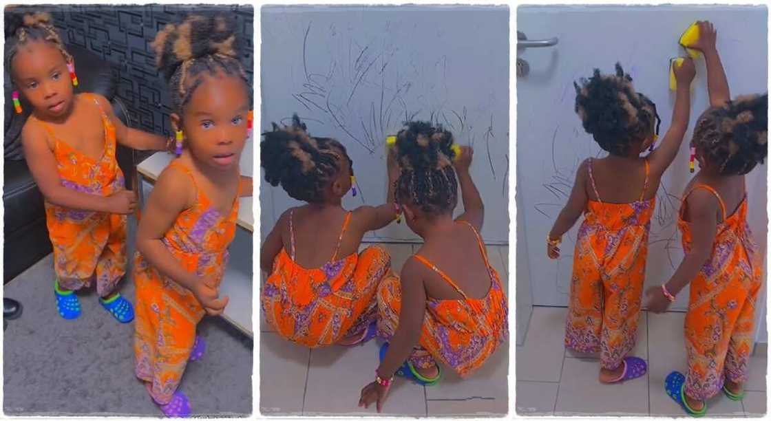 Twins punished by their mother. Twins punished by their mother.