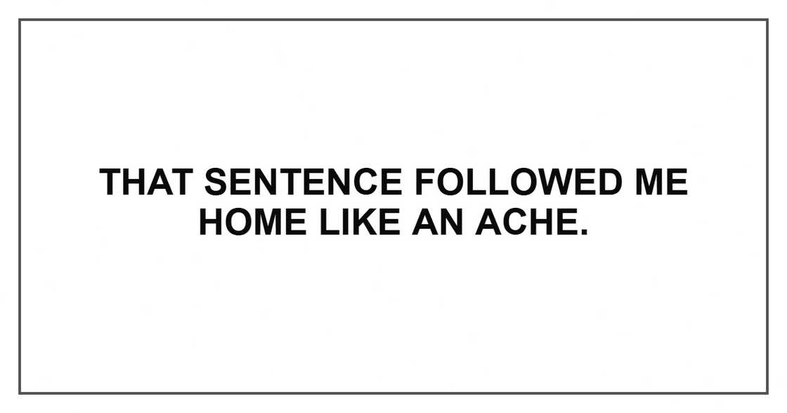 That sentence followed me home like an ache.